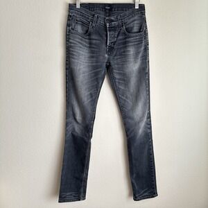 Hudson Blake Slim Straight Jeans Mens 30 Washed‎ Black Gray M275DFD Button Fly